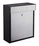 Qualarc WF-P010 Woodlake Wall Mount Rectangular Galvanized & Stainless steel Locking Mailbox,,, Blac