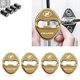 ヴェルファイア 車 カー用品 ドアストライカーカバー Vellfire ヴェルファイア 専用 グッズ 30系 アクセサリー カスタム 内装パーツ, ドアロックカバー 高級鏡面ステンレス製 独創 改良式 4個セット(贈り物: タイヤ バルブキャップ) (ゴールド, VELLFIRE)