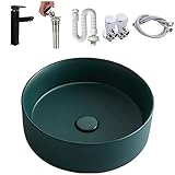 Tinse 洗面ボール 洗面ボウル セット 手洗い鉢 洗面台 洗面鉢 浴室洗面台用 高温焼成 陶器製 室内 室外 浴室用 キッチン用 高級排水金具付き