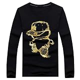 BUZZxSELECTION(バズ セレクション) Tシャツ 長袖 ロンT カットソー キャラクター プリント カジュアル メンズ TSL035 (02 ブラック,5XL)