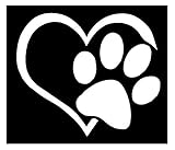 bleumooホワイトペットPaw Print withハート犬ビニールデカール車ウィンドウバンパーステッカー