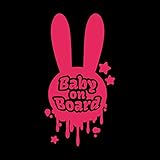ラビット baby on board ステッカー ショッキングピンク 濃桃