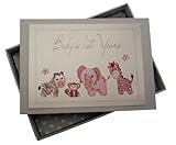 White Cotton Cards Handmade Baby's 1st Years Tiny Photo Album (Pink) by WHITE COTTON CARDS