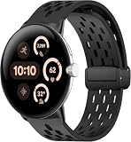 [SumNeol] バンド Google Pixel Watch 4 41mm/Pixel Watch 3 41mm/2/1対応 ベルト シリコン ストラップ 磁気バックル マグネット式バックル 替えベルト 取り付け簡単 通気性 男女兼用 柔らかい 交換バンド グーグル ピクセルウォッチ4 41 mm/3 41 mm/2/1 用 (ブラック)