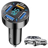 1/5 個 USB C 車載充電器アダプター、4 ポート 66W PD QC3.0 メタル車載 USB 急速充電器 電圧計付き、車載電話充電器 急速充電タイプ C シガレット ライター アダプター スマートフォン、iPa-d 用