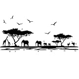african elephant animals wall stickers black mural home decal