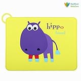 Raymoon ベビー用　お食事マット　ランチョンマット ランチマット　シリコン製　子供給食用　かわいい動物柄　食べこぼしキャッチ　撥水 防汚 丸洗い 海馬　イエロー