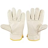 Fenteer 30cm　革　保護手袋　労働安全　手のカバー 耐磨耗性　耐久性　断熱性　ベージュ
