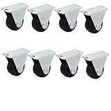 uxcell 剛体キャスターホイール　非スイベル・トッププレート　ゴム・単一ホイール　8個入り