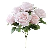 Vosarea 人工花7頭ホームウェディングパーティー装飾用ローズブーケ（ピンク）