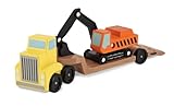 Melissa & Doug メリッサ＆ダグ 木製 Trailer & Excavator くるま のりもの トラック パワーショベル