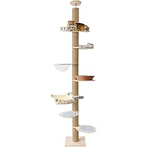 RAKU キャットタワー 突っ張り 木製 スリム 宇宙船+1 Amazon | 「日本メーカー」RAKU 木登りタワー 宇宙船ハンモック