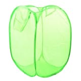 ライムグリーンハンドストラップ網細工の折りたたみTidyの衣類収納ランドリーバスケット