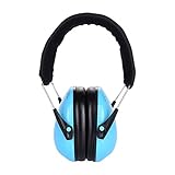 hjuns-Wu 2色 防音イヤーマフ 遮音値27dB プロテクター フリーサイズ　折りたたみ型 大人・子供兼用 自閉症 聴覚過敏 騒音対策　聴覚保護 勉強等様々な用途に ブルー