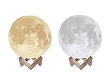 kungken充電式3dプリントムーンランプタッチスイッチLuna Nightライト色と明るさ調節可能な、木製マウント 8.67IN YF165176