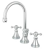 Kingston Brass KS2981KX+ Governor Widespread Lavatory Faucet with Brass Pop-Up and Knight Cross Hand