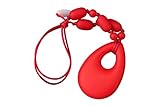 MyBoo Autism/Sensory/Teething Chewable Oval Bead and Droplet Pendant Necklace - Scarlet Red by MyBoo