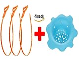 3 - PackドレインSnakes (オレンジ) 19.6インチwithボーナスDrainプロテクター(ブルー)、ドレインClogヘアリムーバー、公式3 AM製品
