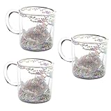 HOLIDYOYO 3個 ガラス ワイングラス ティーマグ オートミールマグ ティータム ダブル クリアタンブラー ミルクマグ コーヒーマグ