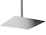 AKDY Solid Square Ultra Thin Stainless Steel Rain Shower Head, 13 3/4', Chrome Stainless [並行輸入品]