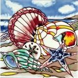 貝殻装飾セラミック壁アートタイル8 x 8