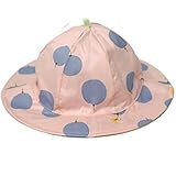 Spinas(スピナス) キッズ ベビー 帽子 風船 柄 つば広 ハット あごひも かわいい 日よけ UVカット 熱中症 防止 パステル おでかけ かわいい 全3色 ピンク グレー イエロー (ピンク