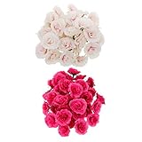 P Prettyia 美しい　現実的　人工　シルク　バラ　花の頭　結婚式　パーティー　装飾　100個　　　