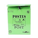 Vosarea キー付き ポストボックス 壁掛け ヴィンテージ アイアン オーナメント（グリーン）