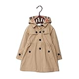 Max トレンチ コート おしゃれな 女の子 キッズ用 トレンチ コート 子供 アウター コート 防寒着 (130, カーキ)