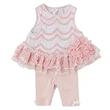 Pippa & Julie幼児ガールズフリル付きレースドレスwithレギンスセット カラー: ピンク