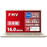 FMV ノートパソコン 日本製 3年保証 Note A WA3-K3 (MS 365 Personal/Copilotキー搭載/顔認証対応/Win 11/16.0型/Core i7/16GB/SSD 512GB/BDXL対応 Blu-ray Discドライブ) AZ_WA3K3_Z939 K1TD0010JP
