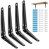 COCIVIVRE 棚受け金具 黒 200mm×150mm×35mm 4本セット 棚受けブラケット l字金具 鉄製 ネジ付き 壁掛け吊り棚・金具棚うけ・キッチン・部屋・オフィス対応