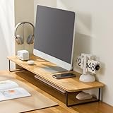 BDYSWD モニター台 モニタースタンド 木製 机上ラック 机上台 卓上収納 姿勢改善 安定 頑丈 滑り止め 卓上収納 パソコン台 キーボード収納 木目 液晶モニター台 デスクラック 在宅勤務 パソコン台 パソコン スタンド モニター高架スタンド(プライマリーカラー,80CM)