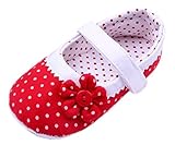 (ビグッド)Bigood ベビー靴 子供靴 女の子靴 フォーマルシューズ 赤ちゃんシューズ 水玉 花飾り トレーニング ルームシューズ 出産祝い 七五三 13cm レッド