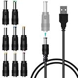 TJK USBケーブル 8 in 1 DC 5V1A 電源ケーブル USB-丸口 変換プラグ付き DC充電コード 5.5x2.5/5.5x2.1mm 扇風機 ナイトライト などに適用 サイズ 3.5*1.35mm 4.0*1.7mm 4.8*1.7mm 5.5*1.7mm 5.5*2.1mm 5.5*2.5mm 6.3*3.0mm 6.4*4.4mm コネクタアダプタ (1本+8変換プラグ)