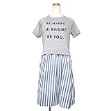 【授乳口付き】【半袖ワンピース】ロゴドッキングワンピ(杢ｸﾞﾚｰ）