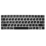 ProElife アラビア語超薄型シリコンキーボードプロテクターカバースキン Apple MacBook Pro用 タッチバー付き 13インチ 15インチ (モデル A1706、A1707、A1989、A1990、A2159) (2016 2017 2018 2019 リリース) (ブラック)