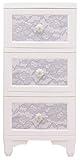 陶器の取っ手付き　猫脚チェストシリーズ　3段　レース  レース柄