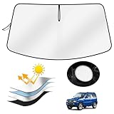 AUTO SPEC スズキ エブリイ エブリイワゴン DA17V DA17W型 に適用 フロントサンシェード 車用サンシェード 遮光フロントシェイド EVERY EVERY WAGON 2015年2月-現行 車種専用設計 UVカット 日焼け防止 劣化防止 断熱 簡単着脱 折り畳み式サンシェード 収納袋付き(スズキ エブリイ エブリイワゴン DA17V/DA17W型, シルバー)