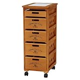 キッチン収納 ストッカー ハイタイプ 5段 ブラウン×ロゴ