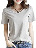 [INNIFER] 無地 Tシャツ レディース 白 黒 Vネック 半袖 綿 カットソー トップス シンプル おしゃれ きれいめ S～3XL