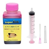 superInk 100ml ライトマゼンタ プレミアム（染料抗UV） 詰め替え 互換 インク エプソン用（全機種対応） + 手袋1組 + 10ml注入器 + 針 + キャップ