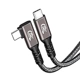 Thunderbolt 4 ケーブル L字 2m Popolier USB4対応 Popolier [240W出力 / 40Gbps高速データ転送 / 8K・4K / U SB 3.2/3.1/3.0/2.0 ] サンダーボルト 4ケーブル USB4とThunderbolt 3とUS B-Cと下位互換 スマートフォン、タブレット、ノートパソコンのタイプｃ機種に対応 (ガン色)