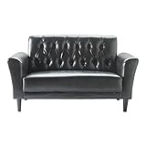 2人掛け レトロモダン ミッドセンチュリー  レザーソファ ブラック 幅130cm