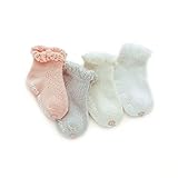 BIANHUAN ソックス 靴下 ベビー 幼児用 キッズ 子供 かわいい 女の子 通気性抜群 コットン 柔らかい 夏 4足セット (S:（0-2歳）9-11ｃｍ)