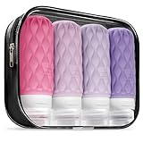 【2025客室乗務員推薦】100mlのトラベルボトル4個、シリコン シャンプーボトル 旅行用 TSA承認済み 漏れない 詰め替え 携帯用容器