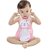 （ワボーズ） Waboatsベビー夏の可愛いウサギ　 ノースリーブ　キッズ　綿 ベビーロンパース 半袖 カジュアル ベビーカバーオール 6月-3歳 ウサギ 100