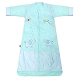 羊皮狗・贝贝　ベビー・キッズ用寝袋　スリーパー　パジャマ　秋冬用　100％綿　長袖・ノースリーブ　通気　プレゼント・出産祝い (150cm, ブルー)