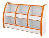 【花夢偉】(KAMUY)おもちゃばこ ワイド　幅95cm　小さなお子さまでも出し入れしやすい高さ６０cmのラック!! (オレンジ)