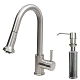 VIGO Harrison Single Handle Pull-Down Spray Kitchen Faucet with Soap Dispenser, Stainless Steel [並行輸